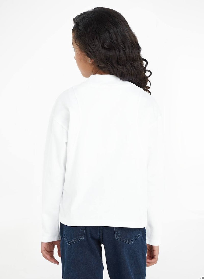 Calvin Klein Jeans Kids, Girls' T-Shirt - Casual Tops - Cotton , White