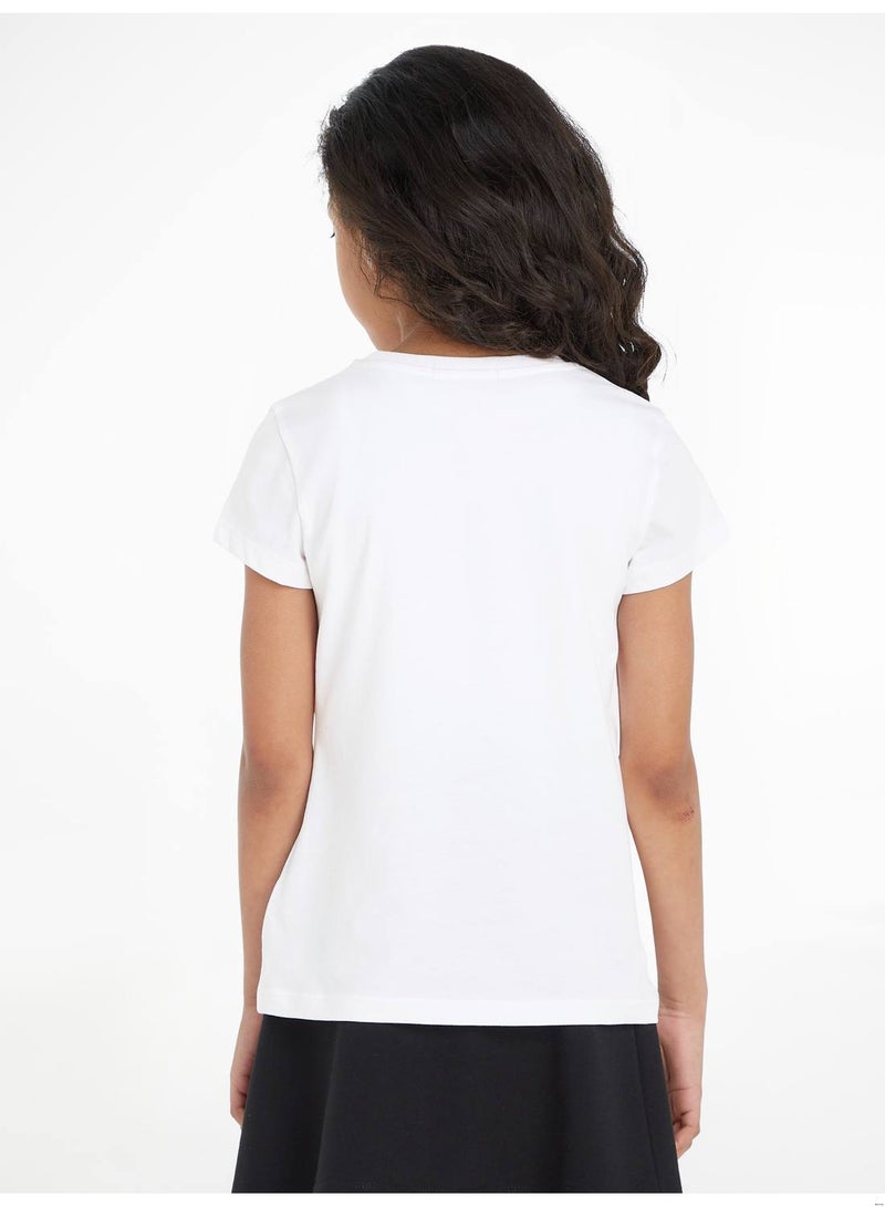 Calvin Klein Jeans Kids, Girls' T-Shirt - Long Sleeves - Casual Tops - Cotton , White