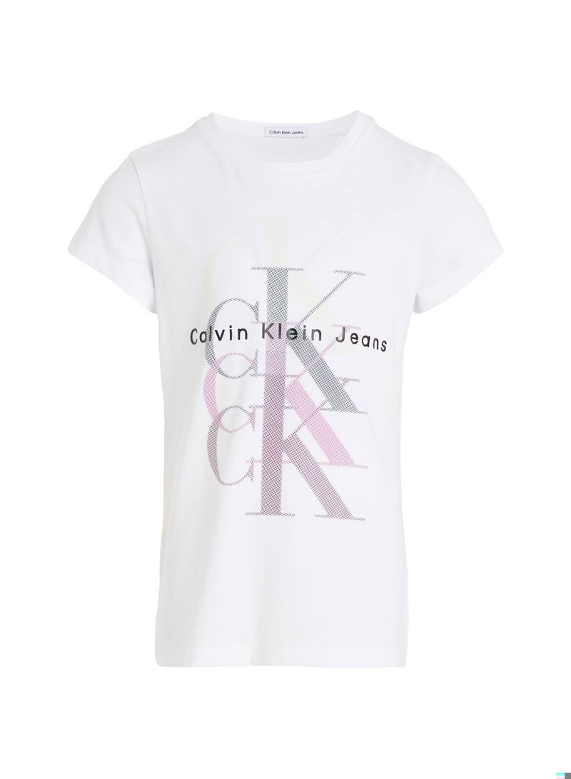 Calvin Klein Jeans Kids, Girls' T-Shirt - Long Sleeves - Casual Tops - Cotton , White