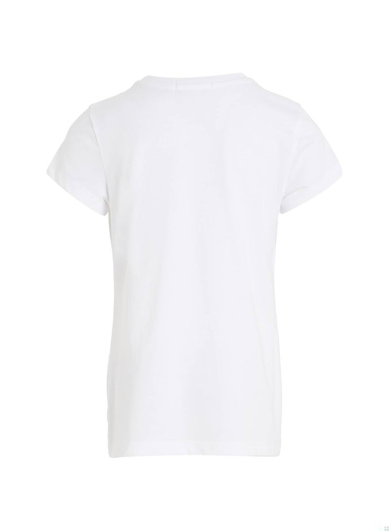 Calvin Klein Jeans Kids, Girls' T-Shirt - Long Sleeves - Casual Tops - Cotton , White