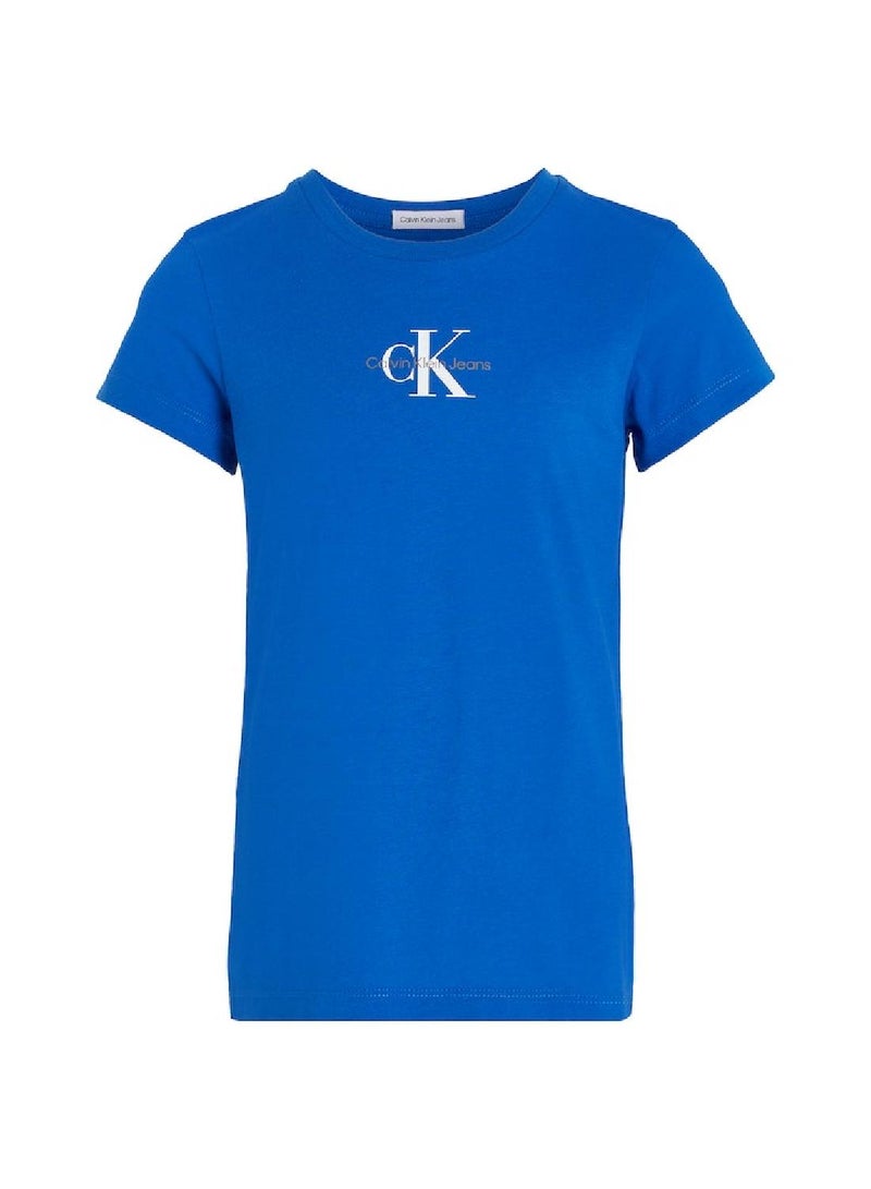 Calvin Klein Jeans Kids, Girls' T-Shirt - Casual Tops - Cotton , Blue