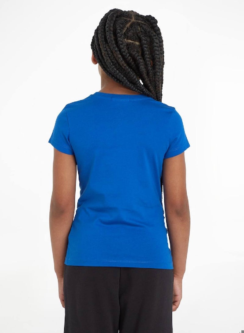 Calvin Klein Jeans Kids, Girls' T-Shirt - Casual Tops - Cotton , Blue