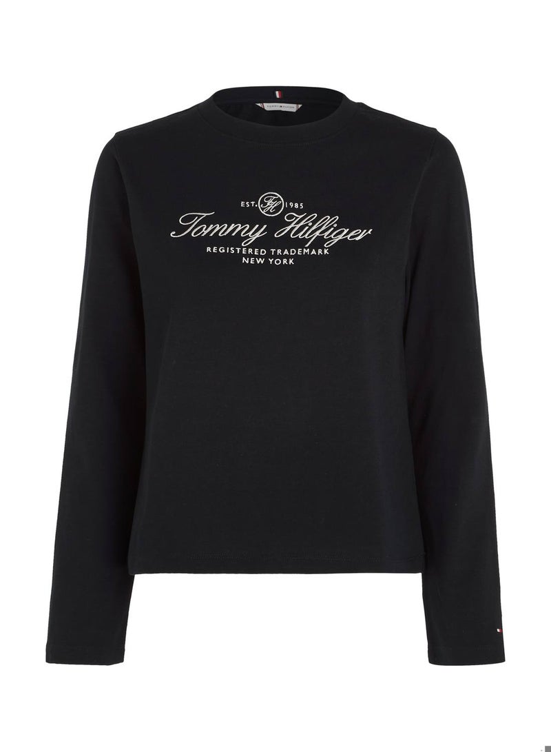 Women's Long Sleeve Logo T-Shirt, Navy