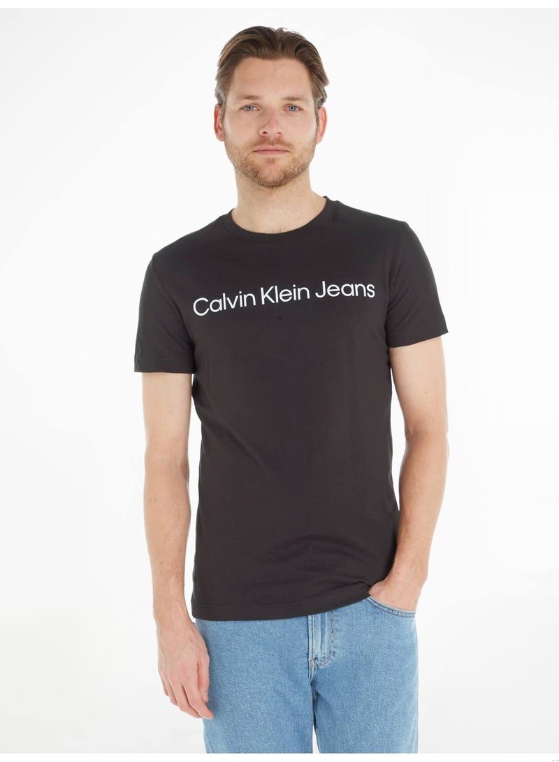 Calvin Klein Jeans Men's T-Shirt - Casual Tops - Cotton , Black