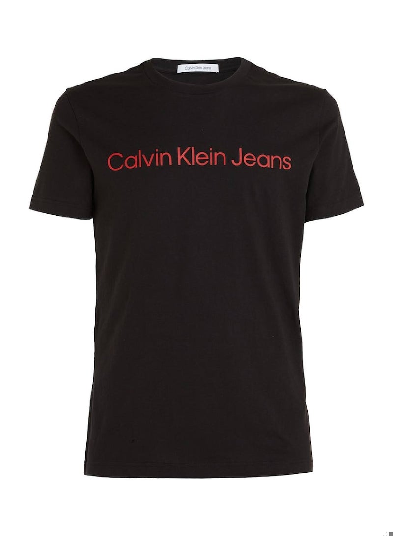 Men's Institutional Logo Slim Fit T-Shirt - Cotton , Black and Red