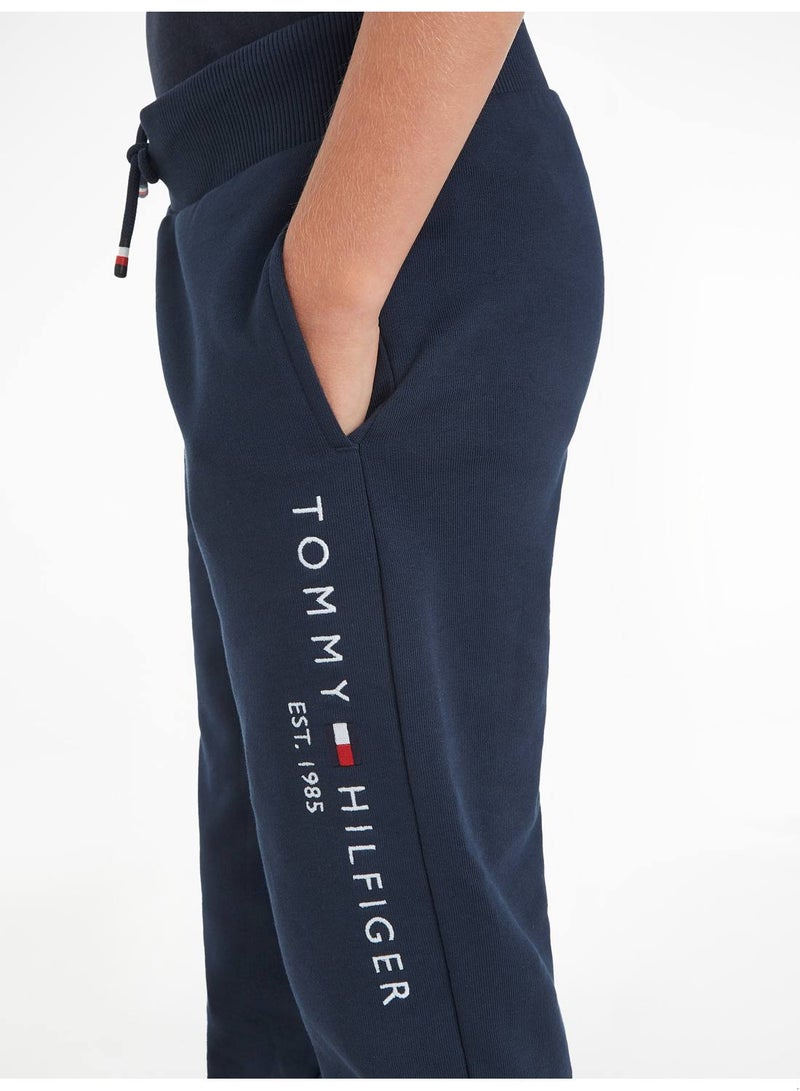 Kids' Essential Organic Cotton Logo Joggers Sweatpants, Navy