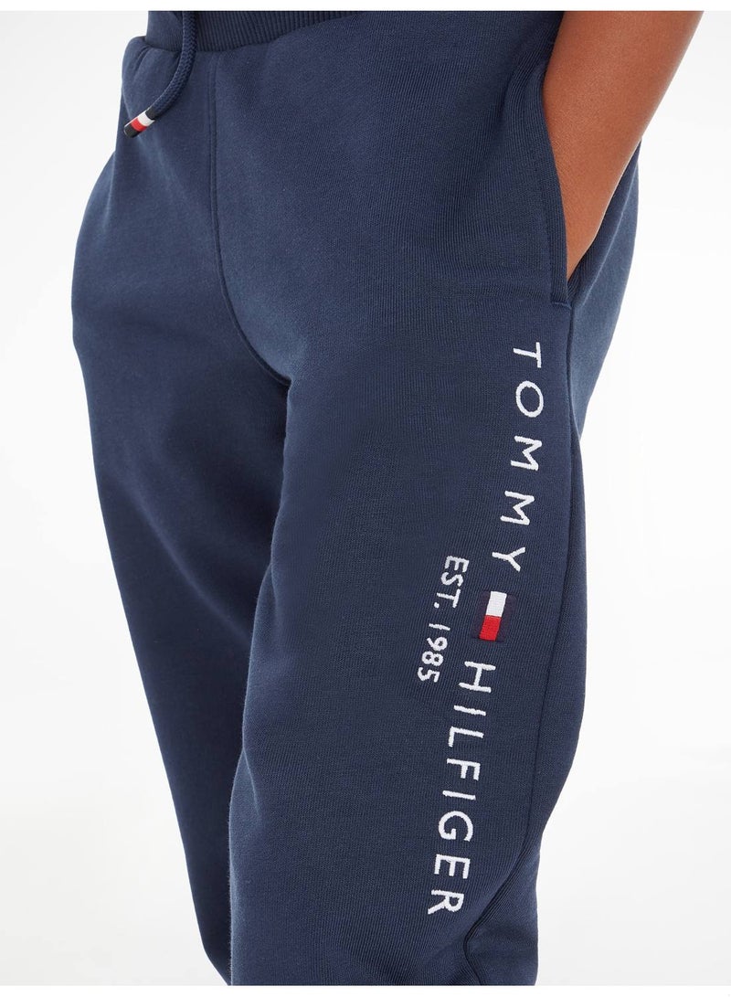 Kids' Essential Organic Cotton Logo Joggers Sweatpants, Navy