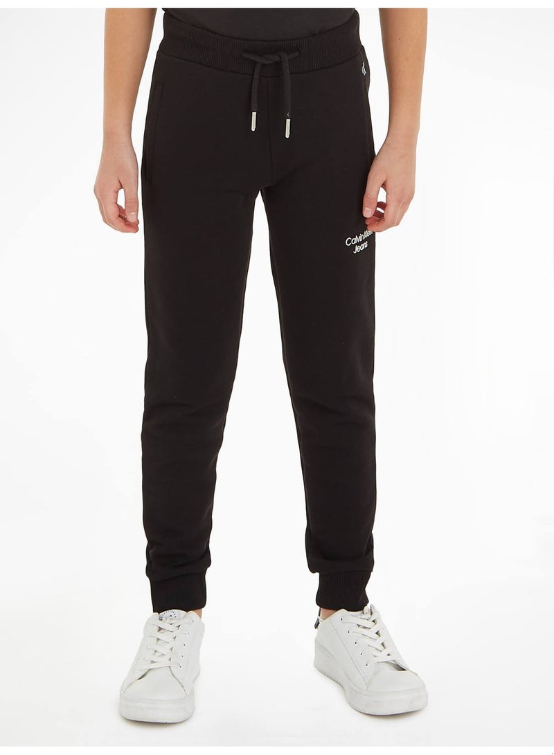 Boys' Logo Joggers/ Sweatpants, Cotton, Black