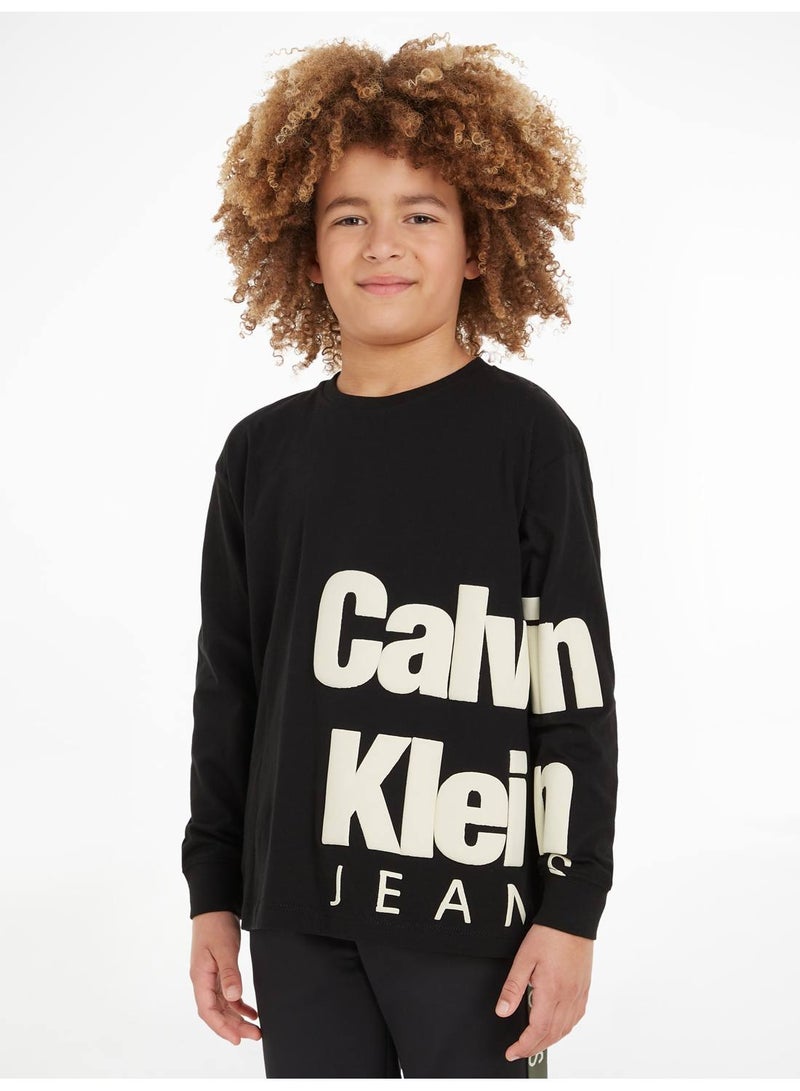 Calvin Klein Jeans Kids, Boys' T-Shirt - Short Sleeves - Casual Tops - Cotton , Black