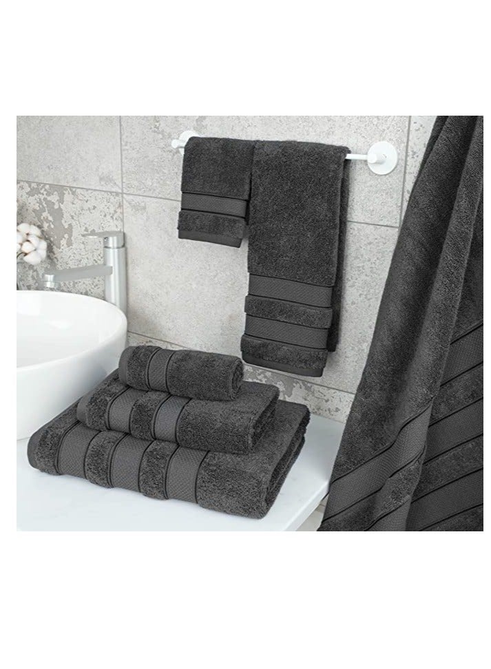 Safi Plus 6 Piece Turkısh Cotton Super Soft Towel Set Grey