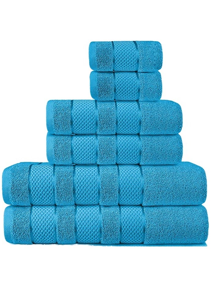 Safi Plus 6 Piece Turkısh Cotton Super Soft Towel Set Ocean Blue