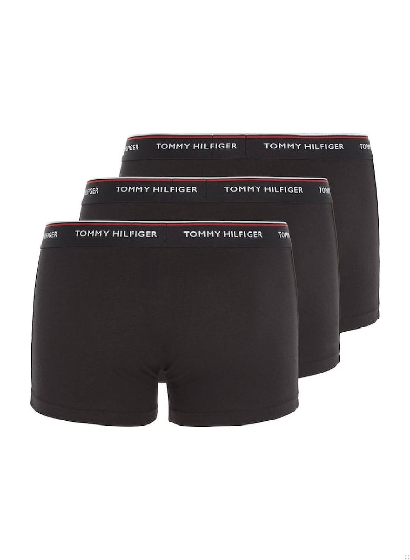 Men's 3-Pack Stretch Cotton Low Rise Trunks Underwear Bottoms, Black