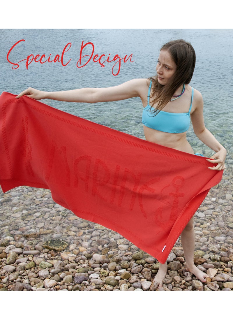 Anchor Design 100% Turkish Cotton Beach Towel Red 70x140cms