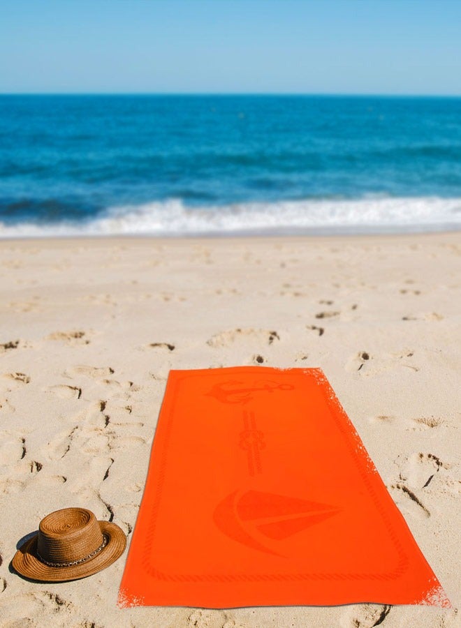 Sail Design 100% Turkish Cotton Beach Towel Orange 70x140cms