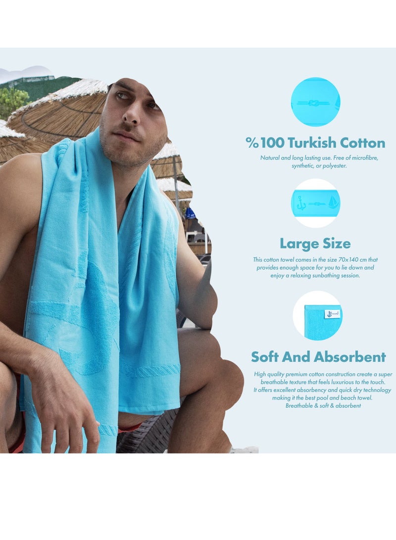 Sail Design 100% Turkish Cotton Beach Towel Turquoise 70x140cms