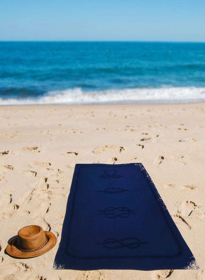 Sailor Knot Design 100% Turkish Cotton Beach Towel Navy Blue 70x140cms