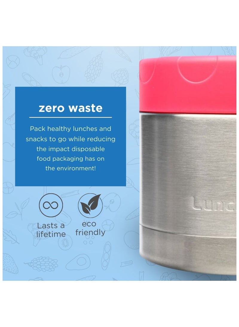 Thermal Food Jar Stainless Steel Insulated Container With Vented Lid 350 ML, Pink