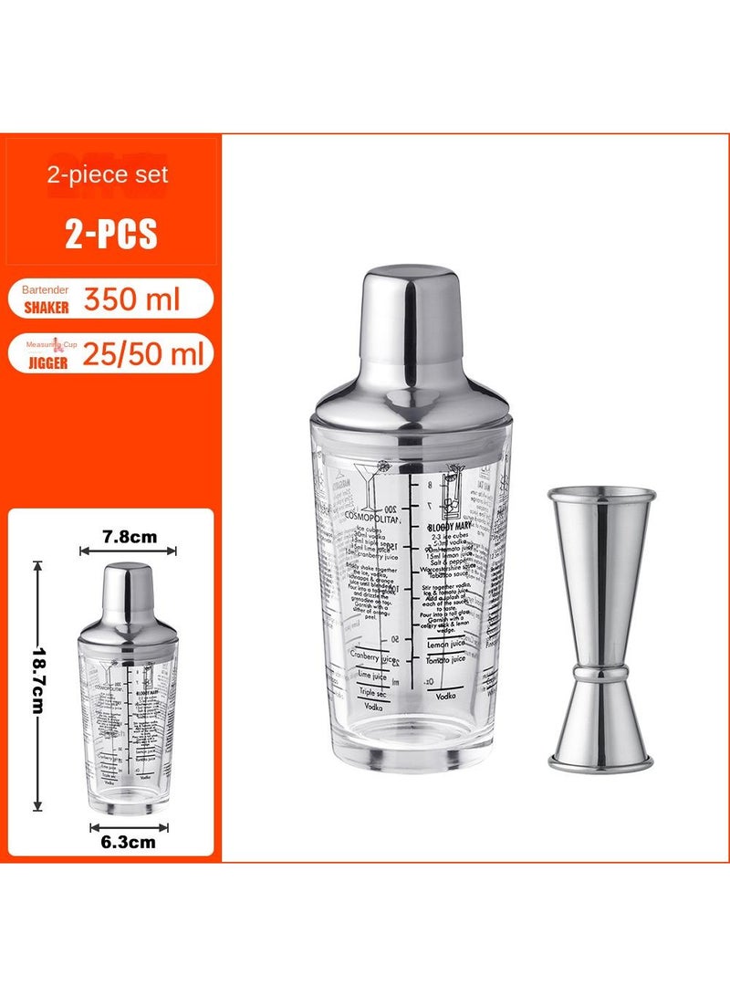 2 Piece Stainless Steel Graduated Glass Set Beverage Flavoring Appliance