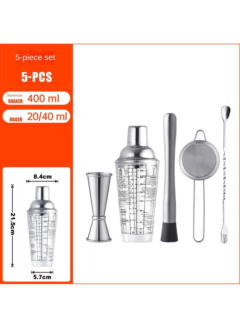5 Piece Stainless Steel Graduated Glass Set Beverage Flavoring Appliance