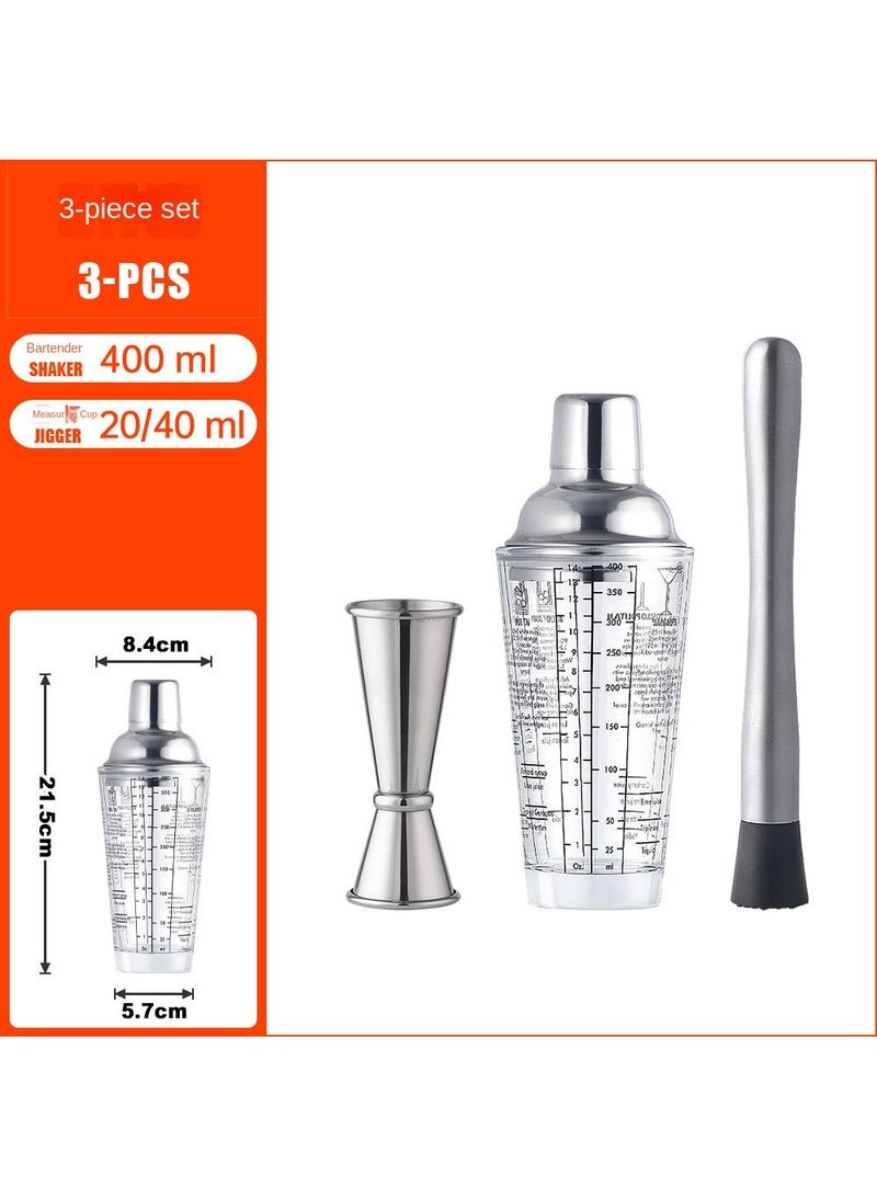 3 Piece Stainless Steel Graduated Glass Set Beverage Flavoring Appliance