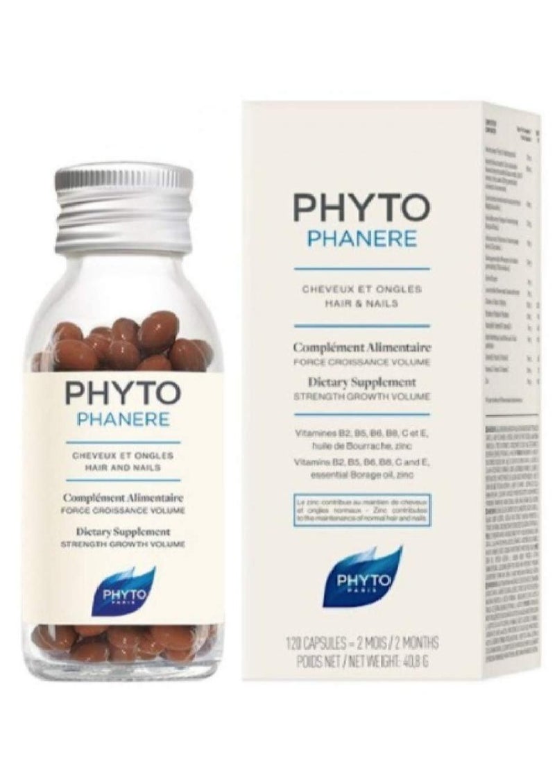 Phyto Natural Hair Growth Vitamins Strength and Shiny Hair - 120 Capsules Pack of 3