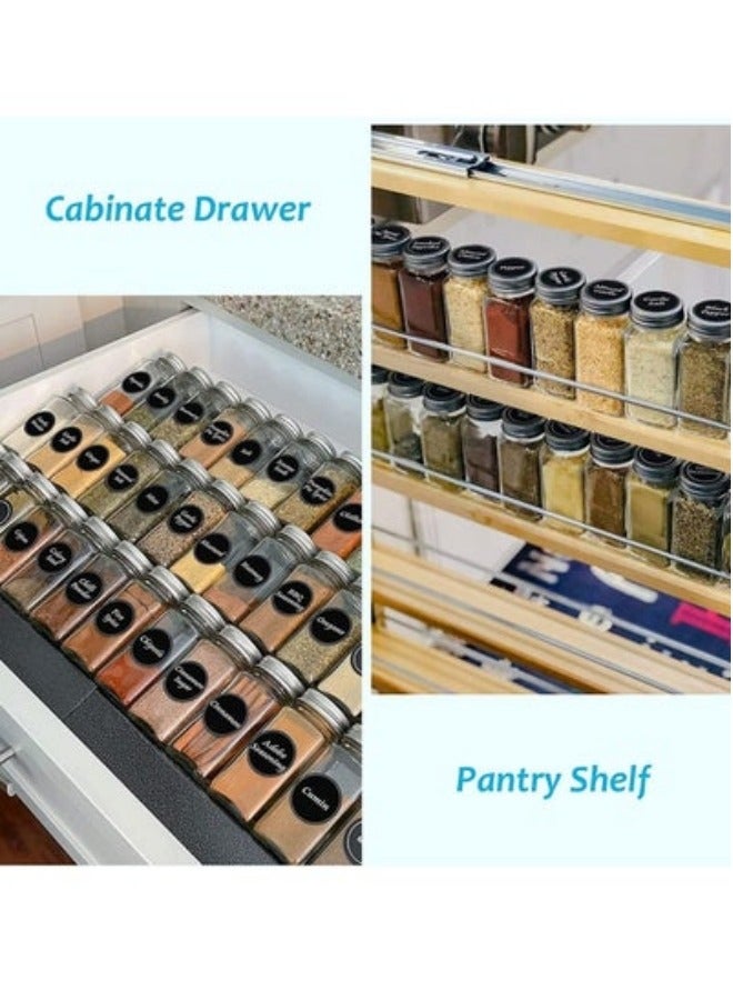 24-Piece Glass Spice Jars with 48 Labels Stickers 120ml Empty Square Spice Containers,24 Shaker Lids and Airtight Metal Caps, Paint Pen, Silicone Collapsible Funnel