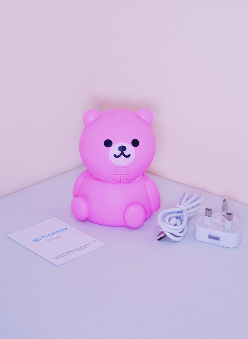 Baby Monitor  1080P HD Video Toddler Infant Portable Security Camera, Smart Control Wifi Remote Access Webcam 360 Degree Rotation Digital Two-way Audio,32G Memory Family Use Home Safe(Strawberry Pink Teddy Bear)
