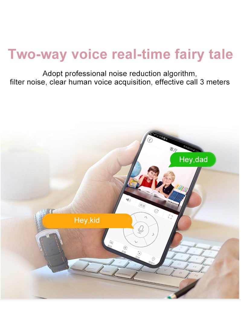 Baby Monitor  1080P HD Video Toddler Infant Portable Security Camera, Smart Control Wifi Remote Access Webcam 360 Degree Rotation Digital Two-way Audio,32G Memory Family Use Home Safe(Strawberry Pink Teddy Bear)