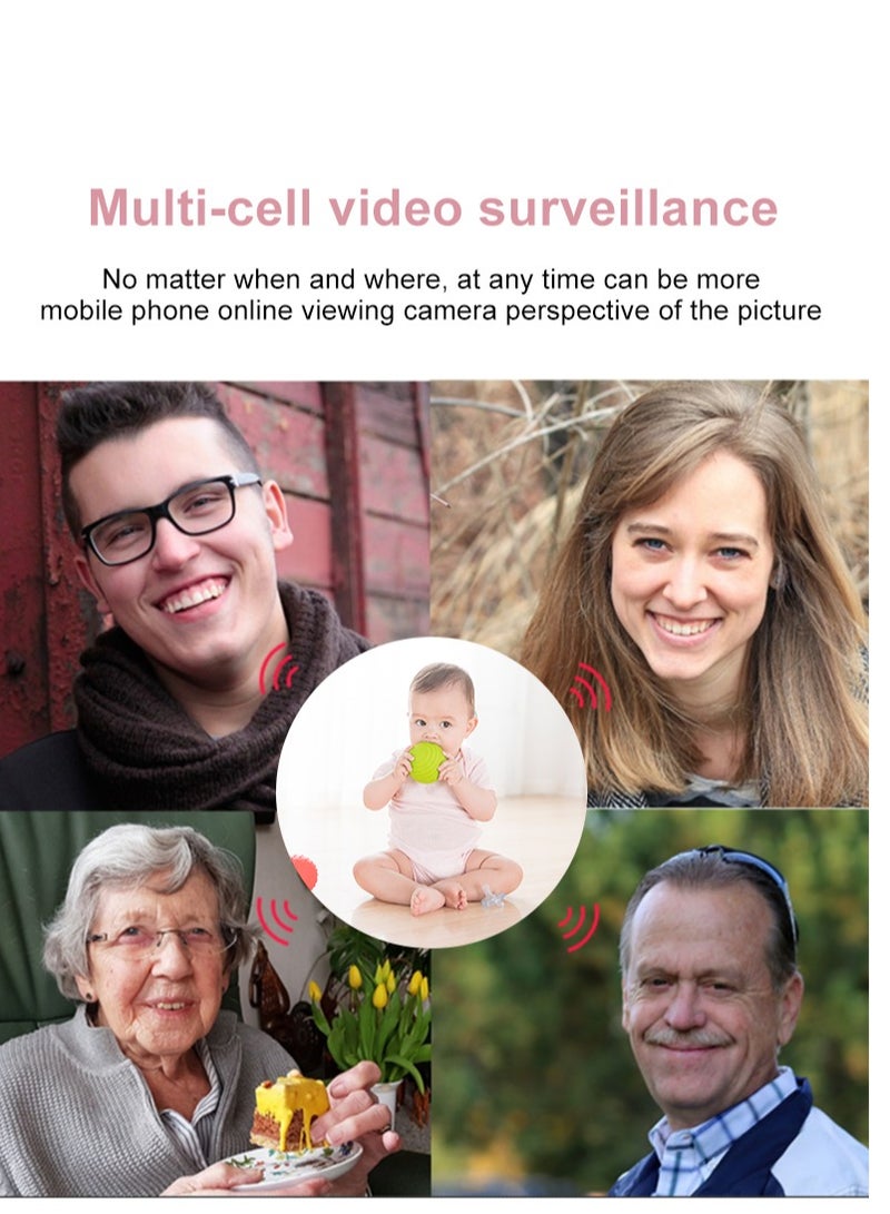 Baby Monitor  1080P HD Video Toddler Infant Portable Security Camera, Smart Control Wifi Remote Access Webcam 360 Degree Rotation Digital Two-way Audio,32G Memory Family Use Home Safe(Strawberry Pink Teddy Bear)