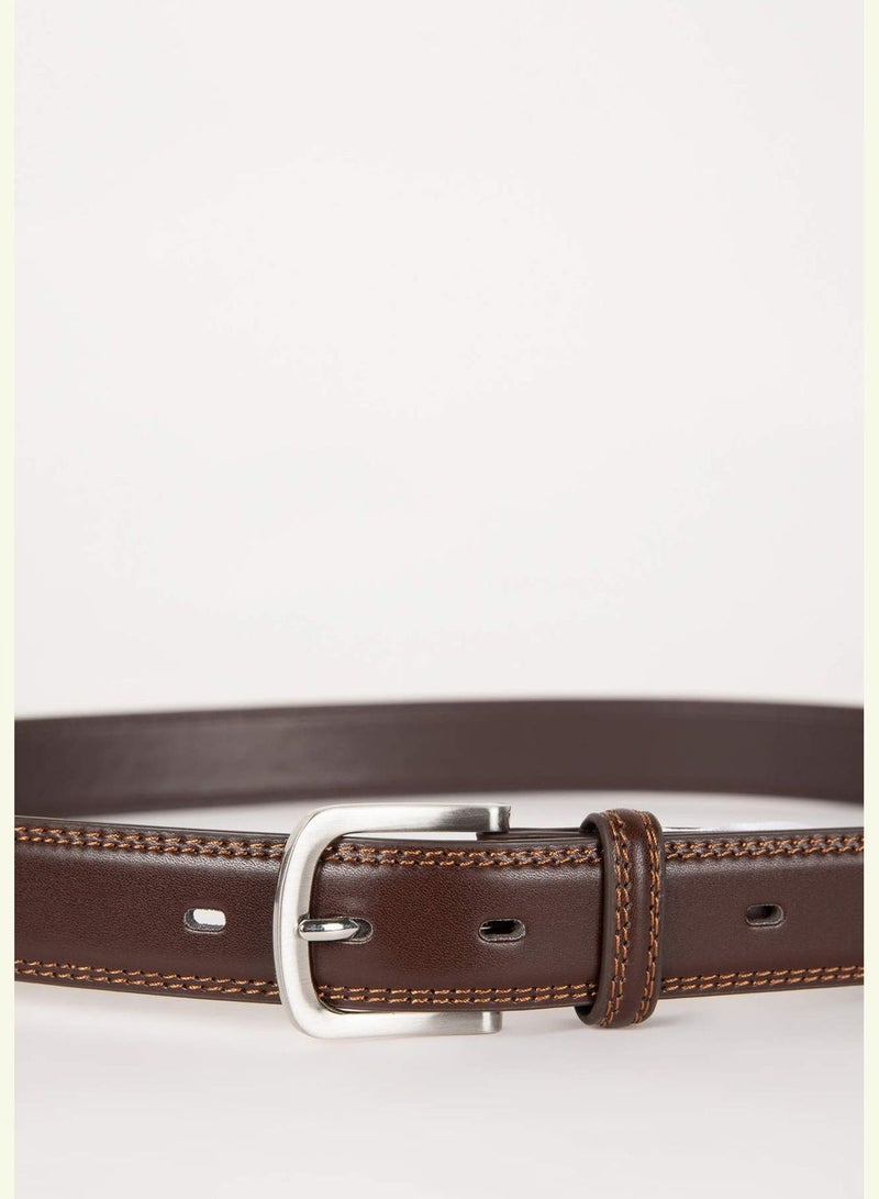 Man Rectangle Clasp Faux Leather Classic Belt
