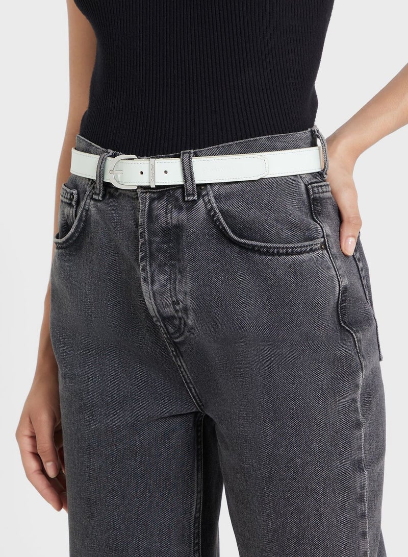 Round Buckle Logo Loop Belt