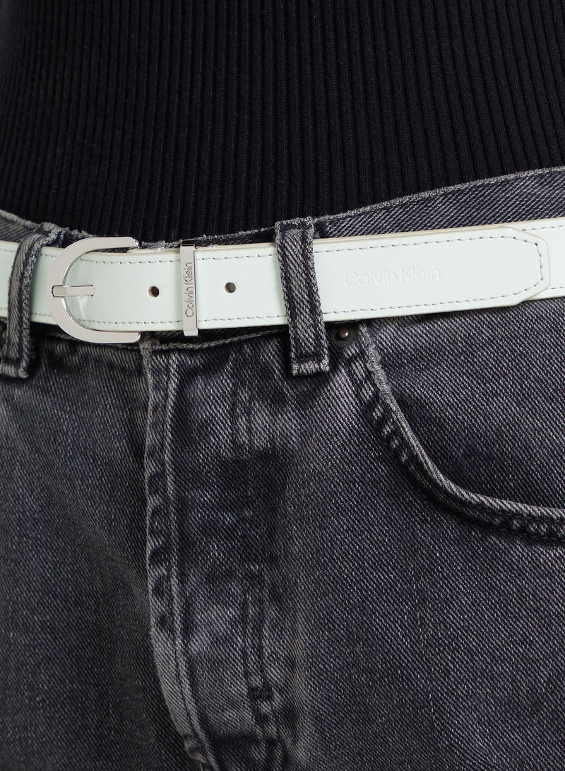 Round Buckle Logo Loop Belt