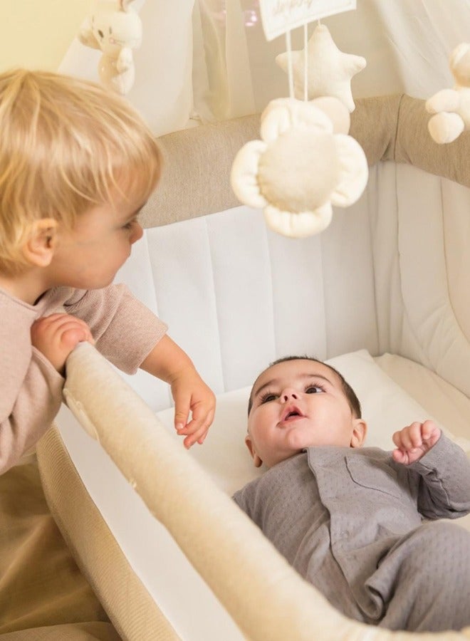 Portable And Convertible Baby Bassinet Cullami Co Bed Cradle With Mosquito Net, Beige