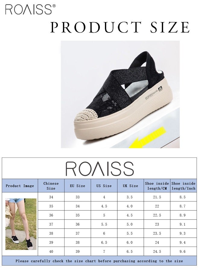 Fashionable Closed Toe Lace Thick Sole Casual Shoes Women'S Versatile Elastic Strap Side Hollow Summer Sandals