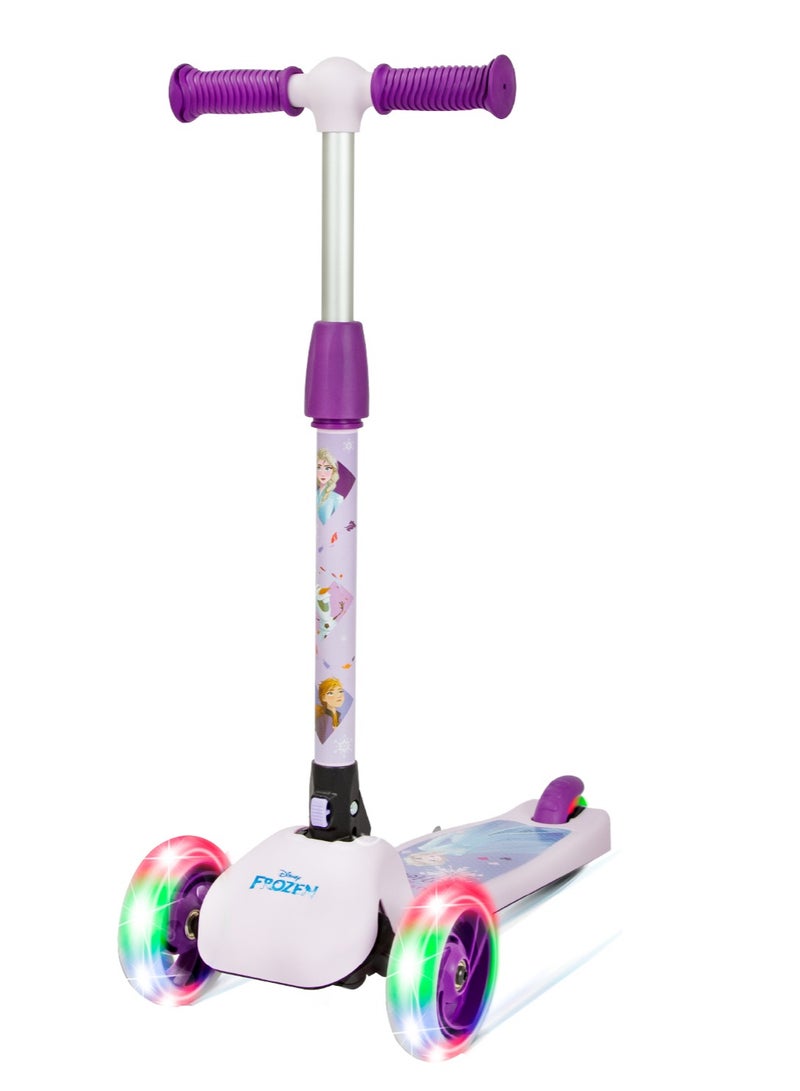 Spartan Disney Frozen 3-Wheel Light Up Scooter for Kids, LED Lighted Wheels, Adjustable Handlebars, Advanced Technology for Increased Control, Stability & Balance