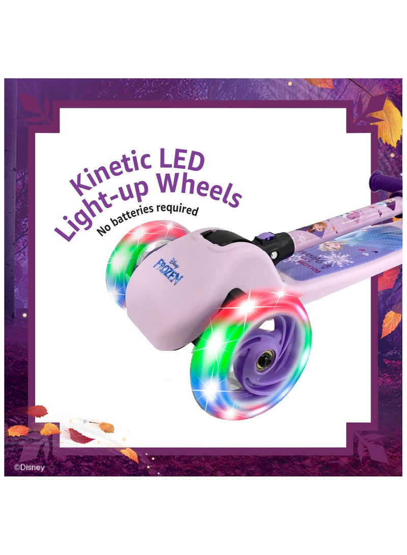 Spartan Disney Frozen 3-Wheel Light Up Scooter for Kids, LED Lighted Wheels, Adjustable Handlebars, Advanced Technology for Increased Control, Stability & Balance