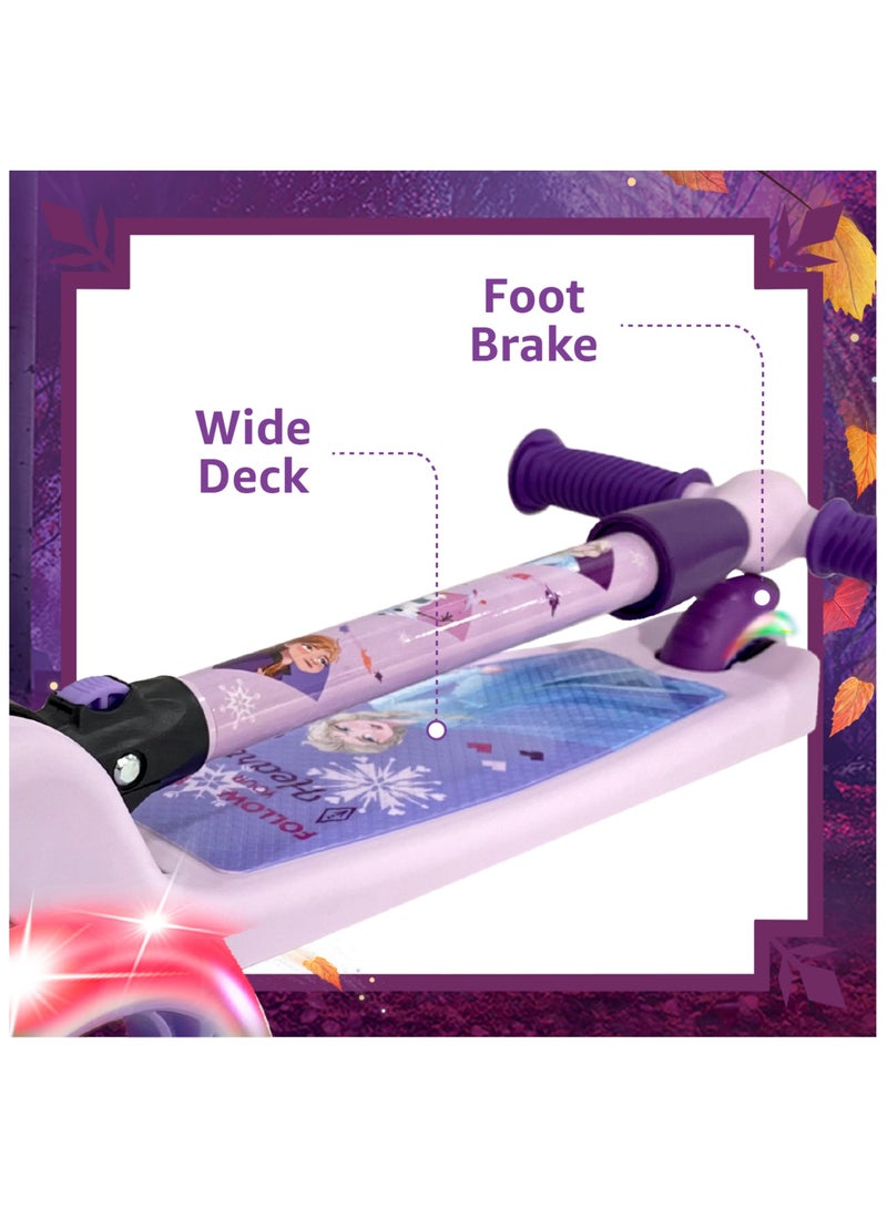 Spartan Disney Frozen 3-Wheel Light Up Scooter for Kids, LED Lighted Wheels, Adjustable Handlebars, Advanced Technology for Increased Control, Stability & Balance