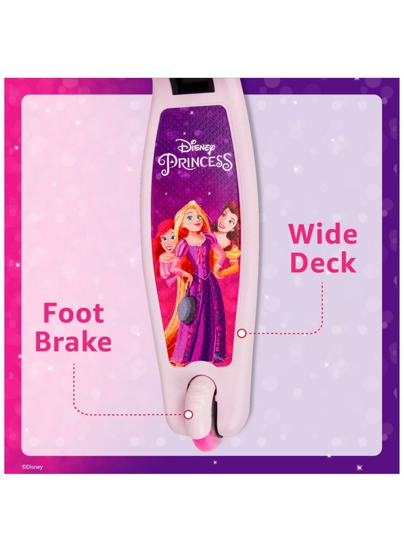 Spartan Disney Princess 3-Wheel Light Up Scooter for Kids LED Lighted Wheels, Adjustable Handlebars ,Advanced Technology for Increased Control, Stability & Balance