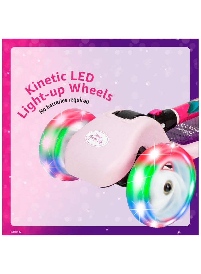 Spartan Disney Princess 3-Wheel Light Up Scooter for Kids LED Lighted Wheels, Adjustable Handlebars ,Advanced Technology for Increased Control, Stability & Balance
