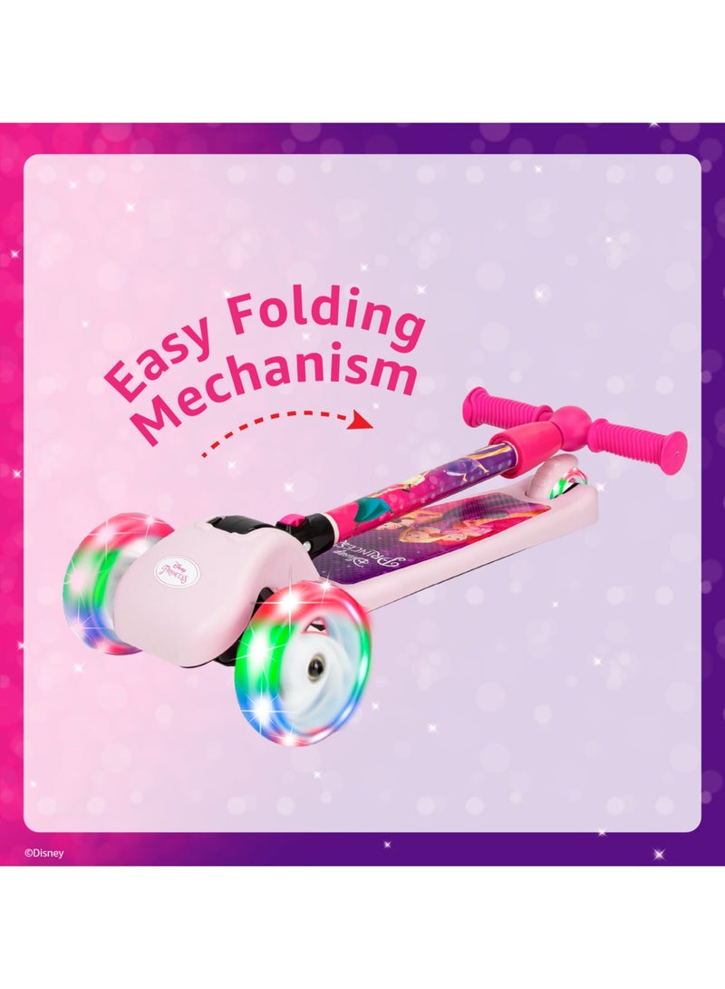 Spartan Disney Princess 3-Wheel Light Up Scooter for Kids LED Lighted Wheels, Adjustable Handlebars ,Advanced Technology for Increased Control, Stability & Balance