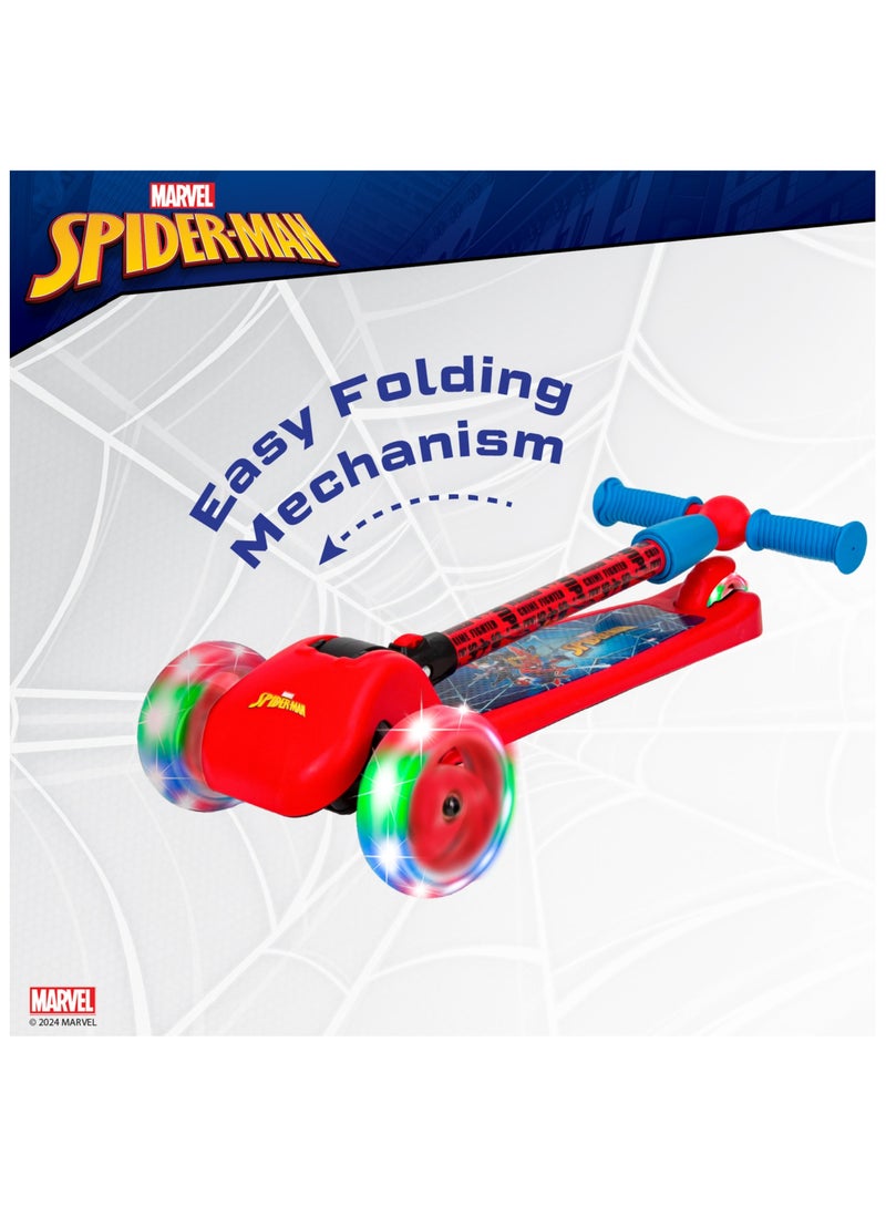 Spartan Disney Spiderman 3-Wheel Light Up Scooter for Kids LED Lighted Wheels, Adjustable Handlebars ,Advanced Technology for Increased Control, Stability & Balance