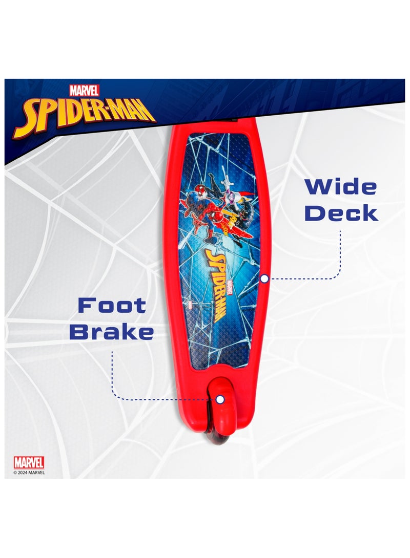 Spartan Disney Spiderman 3-Wheel Light Up Scooter for Kids LED Lighted Wheels, Adjustable Handlebars ,Advanced Technology for Increased Control, Stability & Balance
