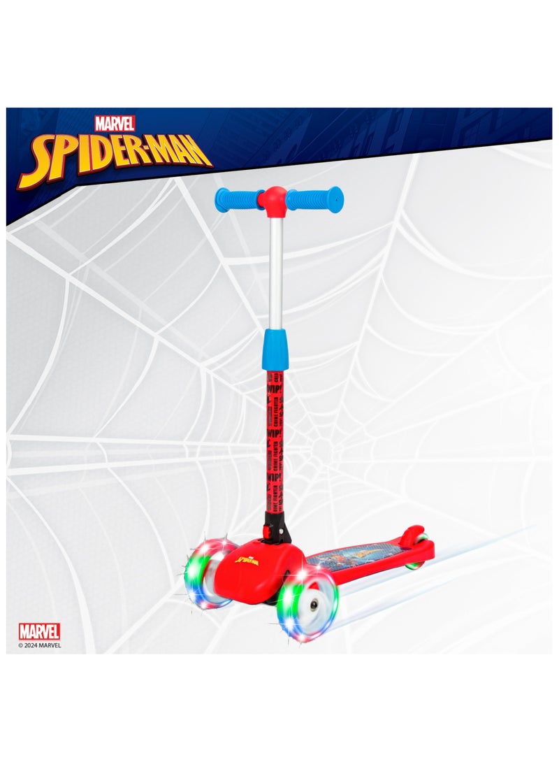 Spartan Disney Spiderman 3-Wheel Light Up Scooter for Kids LED Lighted Wheels, Adjustable Handlebars ,Advanced Technology for Increased Control, Stability & Balance