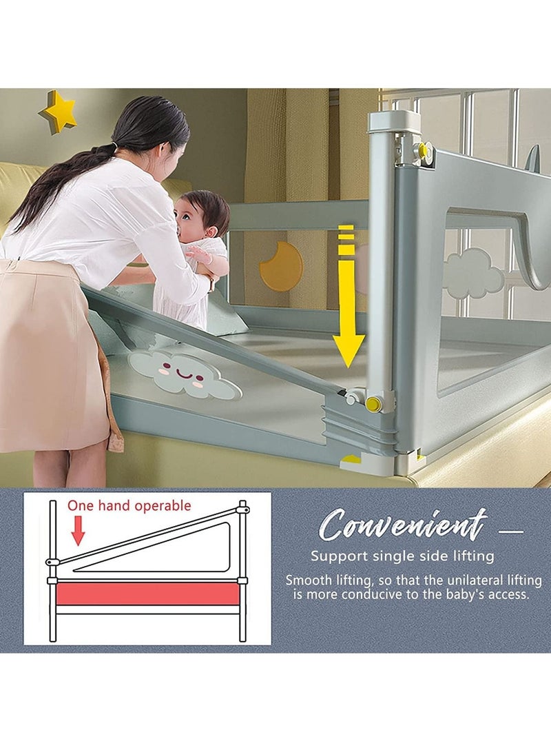 1-Piece Toddler Bed Rail Guard Height Adjustable and Folding Baby Bed Rail Guard Breathable Mesh with Double Safety Child Lock 1 Side 150CM