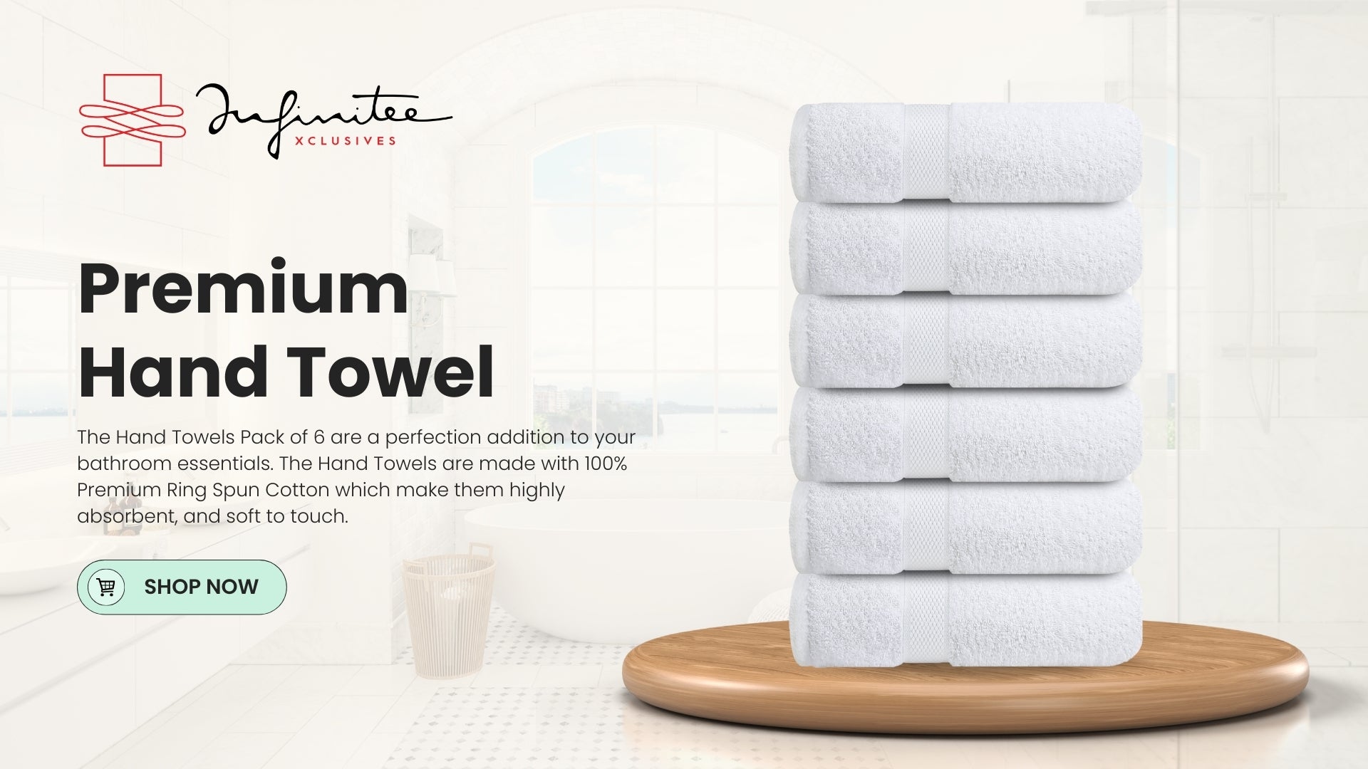 Premium Blue Hand Towels - Pack of 6, 41cm x 71cm Bathroom Hand Towel Set, Hotel & Spa Quality Hand Towels for Bathroom, Highly Absorbent and Super Soft Bathroom Towels by Infinitee Xclusives