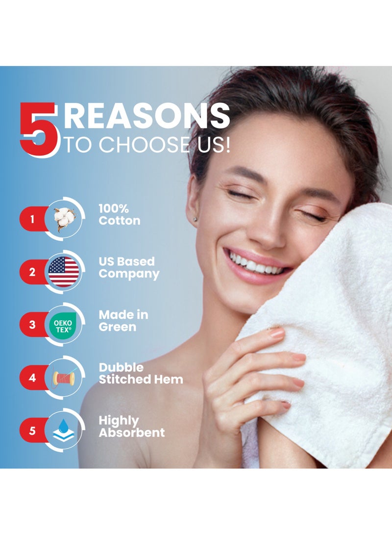 Infinitee Xclusives [12 Pack] Premium White Wash Cloths and Face Towels, 33cm x 33cm 100% Cotton, Soft and Absorbent Washcloths Set - Perfect for Bathroom, Gym, and Spa