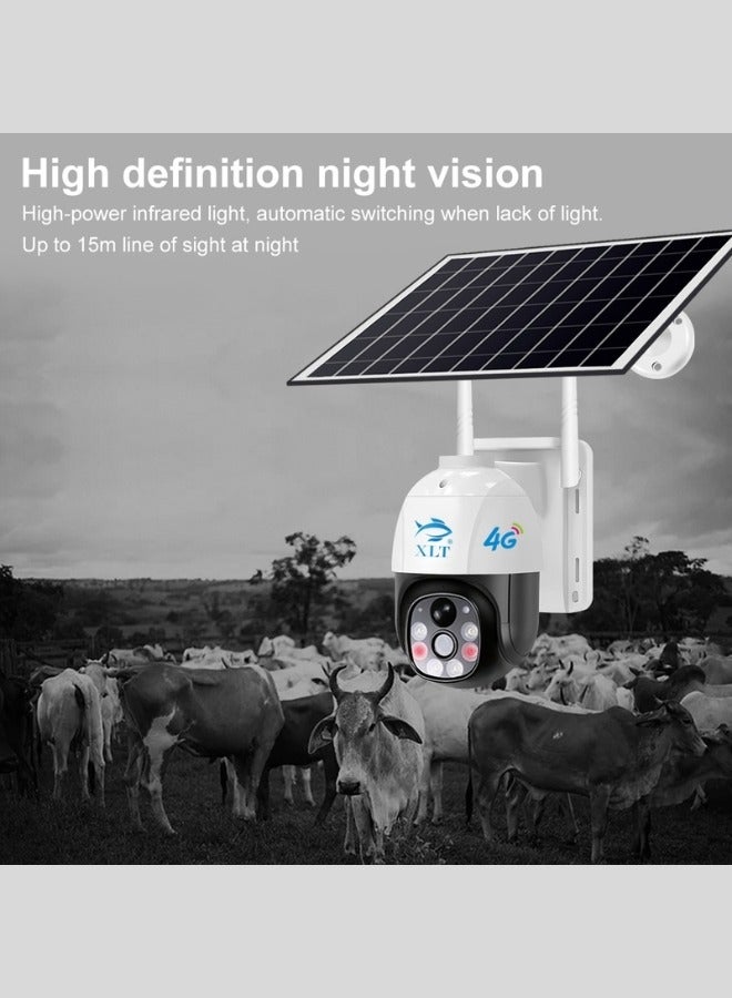 4G Wireless Solar Outdoor Camera with 350° View 3MP Color Night Vision AI Human Detection Compatible with Alexa