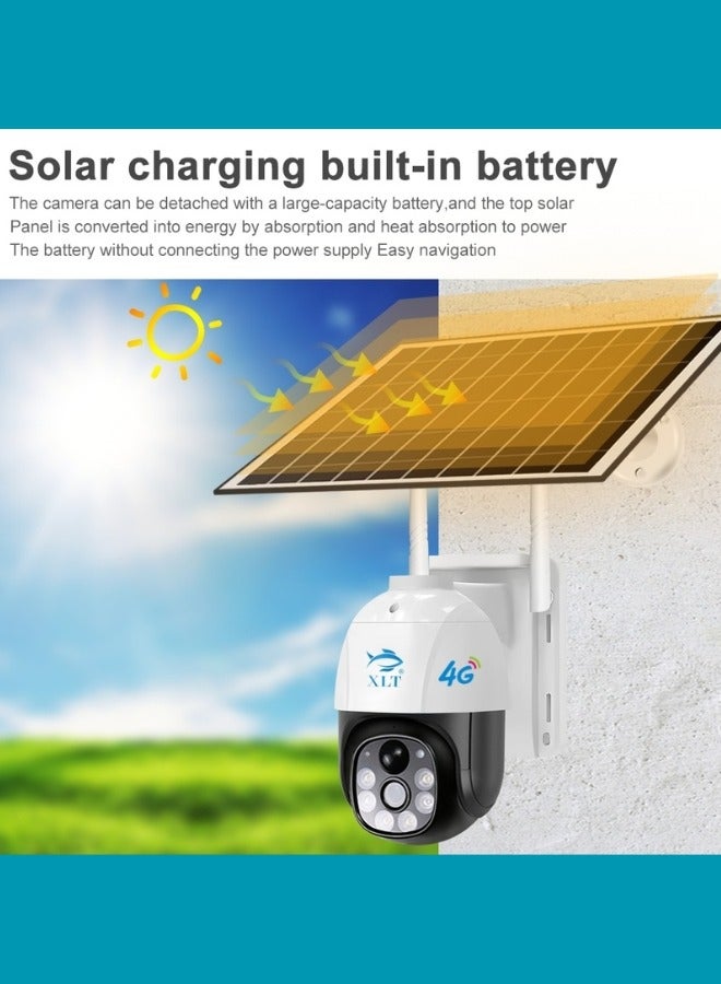 4G Wireless Solar Outdoor Camera with 350° View 3MP Color Night Vision AI Human Detection Compatible with Alexa