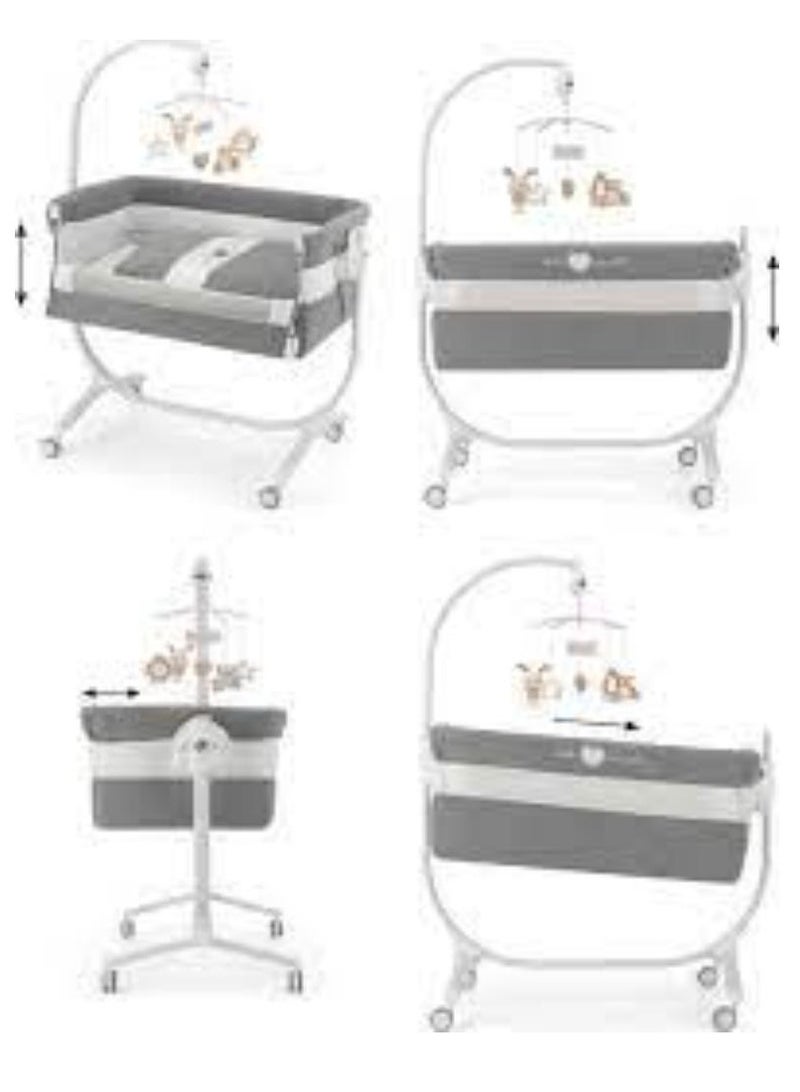 Cullami Co Bed Cradle, Dark Grey, Made In Italy Cradle With Co-Sleeping Function, Suitable For Every Bed, Portable & Convertible Baby Bassinet With Mosquito Net, Baby Bed, Soft Fabric
