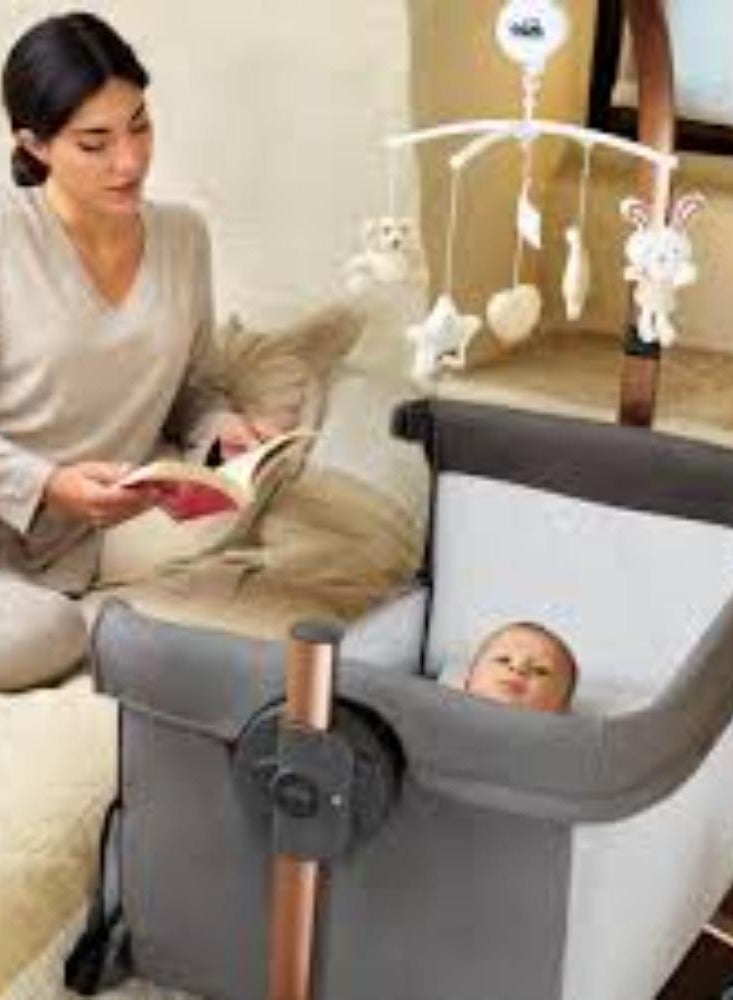 Cullami Co Bed Cradle, Dark Grey, Made In Italy Cradle With Co-Sleeping Function, Suitable For Every Bed, Portable & Convertible Baby Bassinet With Mosquito Net, Baby Bed, Soft Fabric